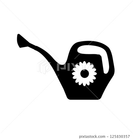 Watering Can Silhouette. Black and White Icon Design Elements on Isolated White Background 125830357