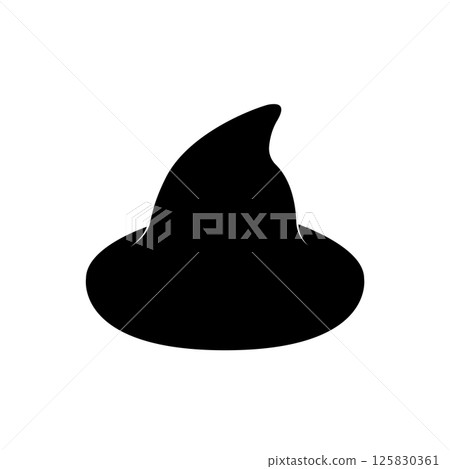 Witch Hat Silhouette. Black and White Icon Design Elements on Isolated White Background Witch Hat Silhouette. Black and White Icon Design Elements on Isolated White Background 125830361