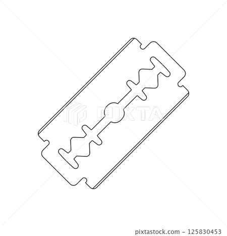 Double Edge Razor Blade Outline Icon Illustration on White Background 125830453