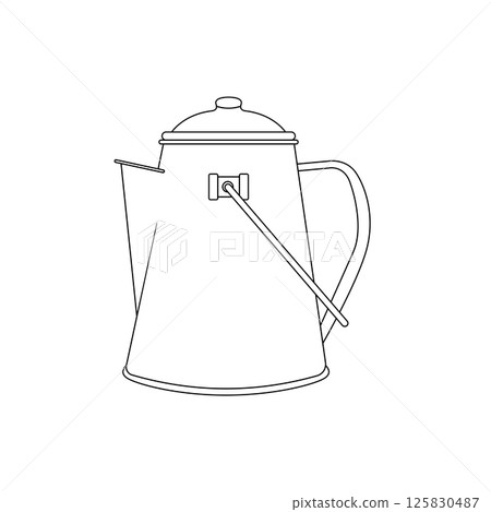 Kettle Outline Icon Illustration on White Background 125830487