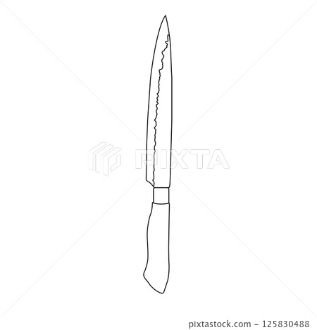 Kitchen Knife Outline Icon Illustration on White Background Kitchen Knife Outline Icon Illustration on White Background 125830488