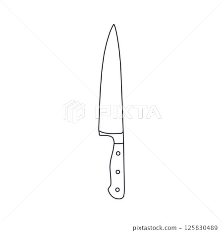 Kitchen Knife Outline Icon Illustration on White Background Kitchen Knife Outline Icon Illustration on White Background 125830489