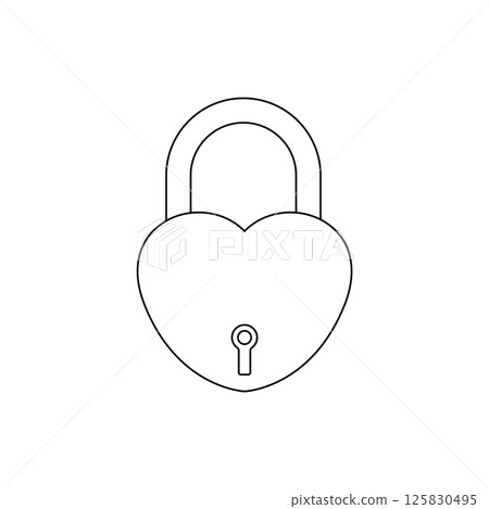 Love Lock Outline Icon Illustration on White Background 125830495