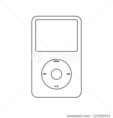Portable Music Player Outline Icon Illustration on White Background 125830501