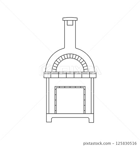 Pizza Oven Outline Icon Illustration on White Background 125830516