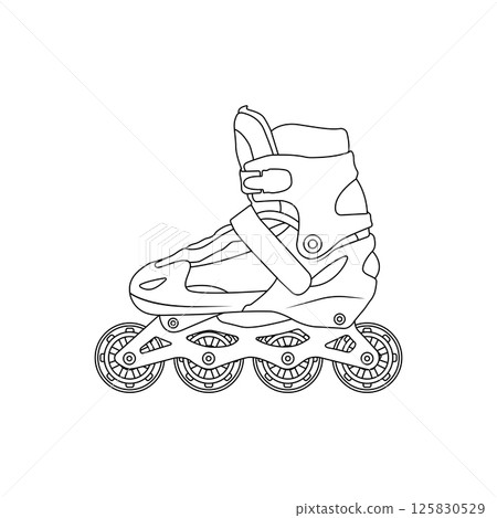 Roller Skates Outline Icon Illustration on White Background 125830529