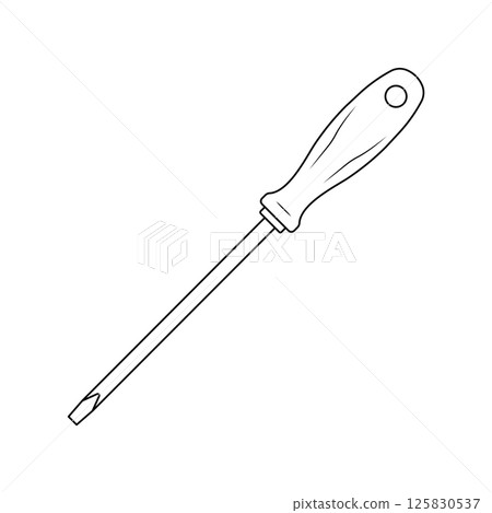 Screwdriver Outline Icon Illustration on White Background Screwdriver Outline Icon Illustration on White Background 125830537