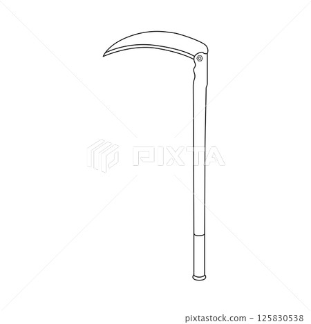 Scythe Outline Icon Illustration on Isolated White Background Scythe Outline Icon Illustration on Isolated White Background 125830538