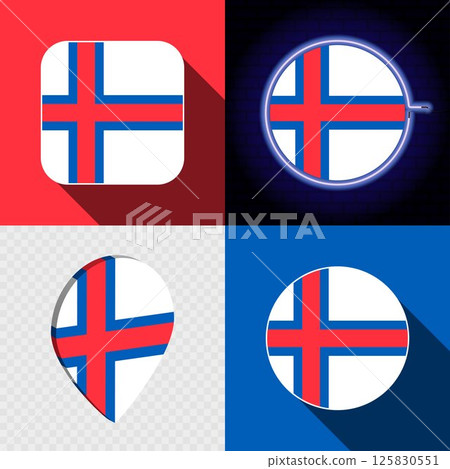 Set of modern icons with the national flag of Faroe Islands. 125830551