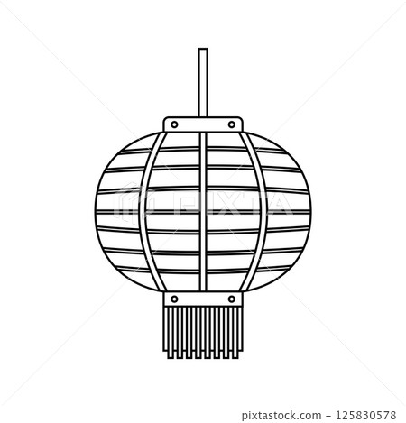 Chinese New Year Lantern Outline Icon Illustration on White Background 125830578