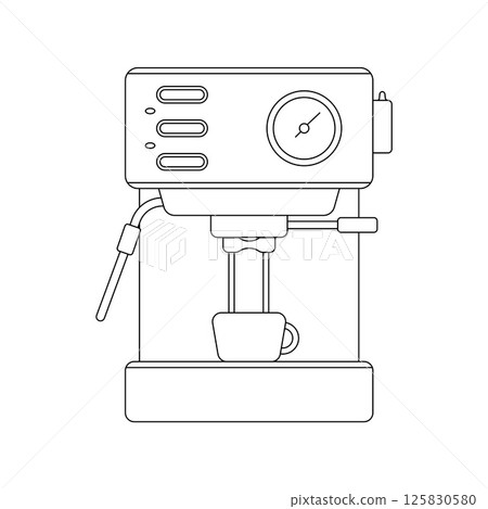 Coffee Machine Outline Icon Illustration on White Background Coffee Machine Outline Icon Illustration on White Background 125830580
