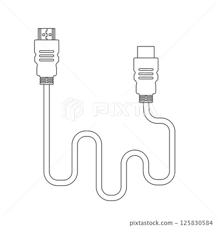 HDMI Cable Outline Icon Illustration on White Background 125830584