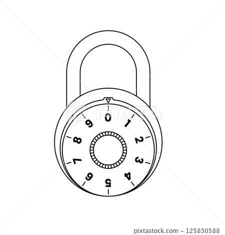 Padlock Combination Outline Icon Illustration on White Background 125830588