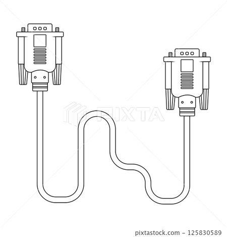 VGA Cable Outline Icon Illustration on White Background 125830589