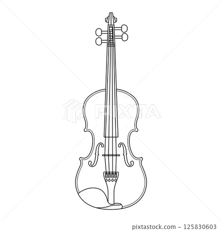 Violin Outline Icon Illustration on White Background 125830603