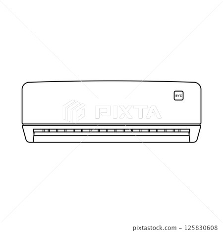 Wall Mounted Air Conditioner Outline Icon Illustration on White Background 125830608