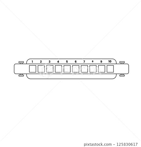 Harmonica Outline Icon Illustration on White Background Harmonica Outline Icon Illustration on White Background 125830617