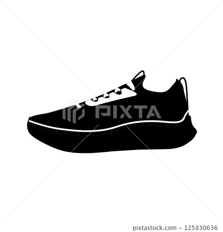 Running Shoes Silhouette. Black and White Icon Design Element on Isolated White Background 125830636