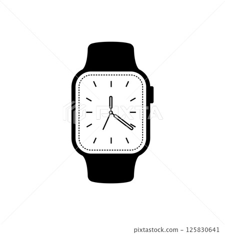 Smart Watch Silhouette. Black and White Icon Design Element on Isolated White Background 125830641
