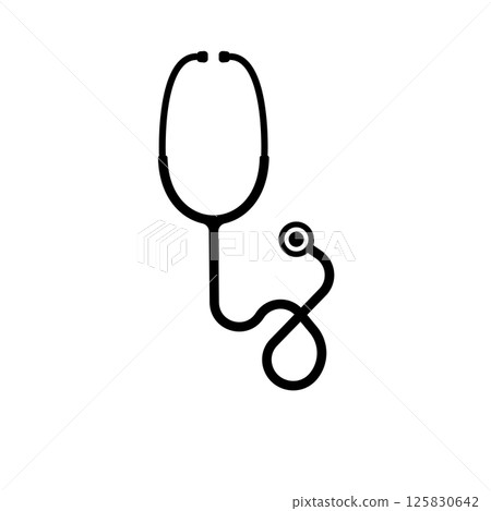Stethoscope Silhouette. Black and White Icon Design Element on Isolated White Background Stethoscope Silhouette. Black and White Icon Design Element on Isolated White Background 125830642