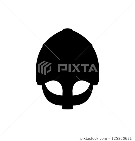Viking Helmet Silhouette. Black and White Icon Design Element on Isolated White Background Viking Helmet Silhouette. Black and White Icon Design Element on Isolated White Background 125830651