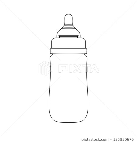 Baby Milk Bottle Outline Icon Illustration on Isolated White Background Baby Milk Bottle Outline Icon Illustration on Isolated White Background 125830676