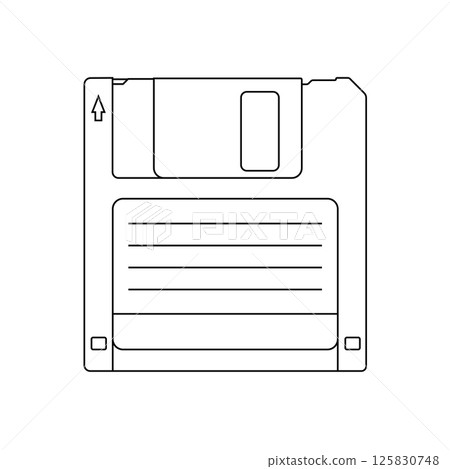 Floppy Disk Outline Icon Illustration on White Background Floppy Disk Outline Icon Illustration on White Background 125830748