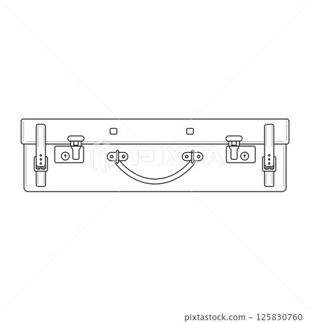 Vintage Suitcase Outline Icon Illustration on White Background 125830760