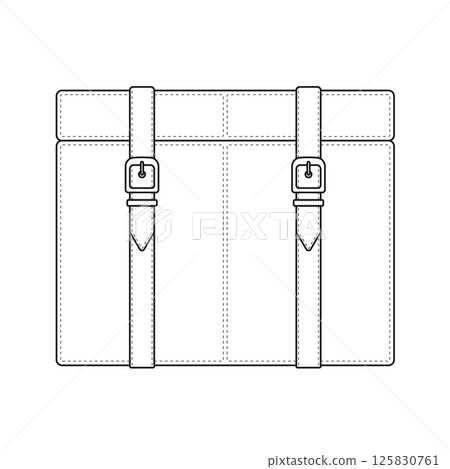 Vintage Suitcase Outline Icon Illustration on White Background 125830761