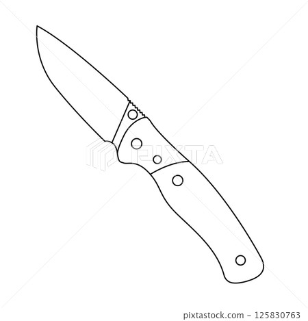 Survival Knife Outline Icon Illustration on White Background Survival Knife Outline Icon Illustration on White Background 125830763