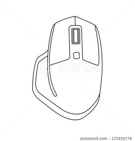 Gaming Mouse Outline Icon Illustration on White Background 125830776