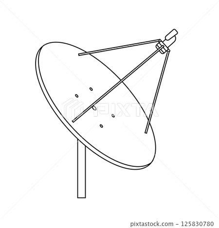 Parabolic Antenna Outline Icon Illustration on White Background 125830780
