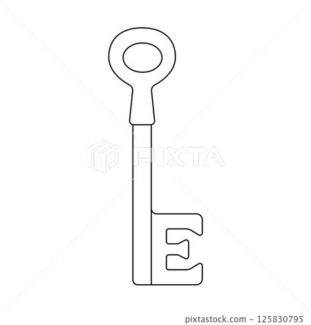 Vintage Key Outline Icon Illustration on White Background Vintage Key Outline Icon Illustration on White Background 125830795