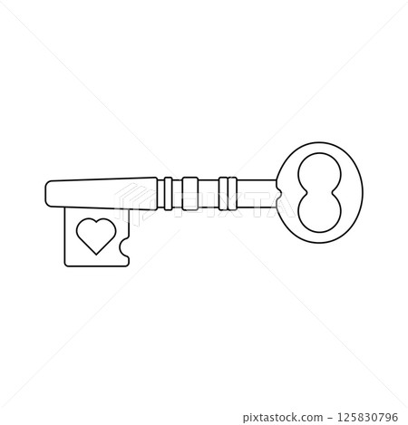 Vintage Key Outline Icon Illustration on White Background Vintage Key Outline Icon Illustration on White Background 125830796
