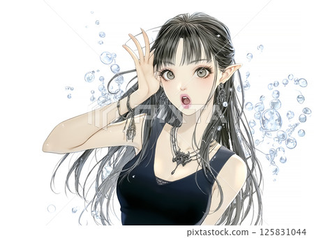 帶著驚訝表情的泡泡仙子的插畫素材 125831044