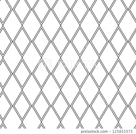 Diamond repeat Geometry seamless pattern. Vector graphic line illustration. Black and white abstract horizontal strip pattern, background for banners, print for fabric, labels, t-shirt printing. 125831571