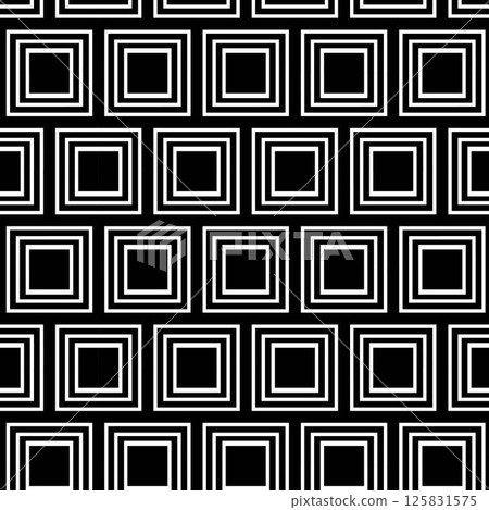square Geometry seamless pattern. Vector graphic line illustration. Black and white abstract geometric background, subtle pillow print, monochrome retro texture, hipster fashion design 125831575
