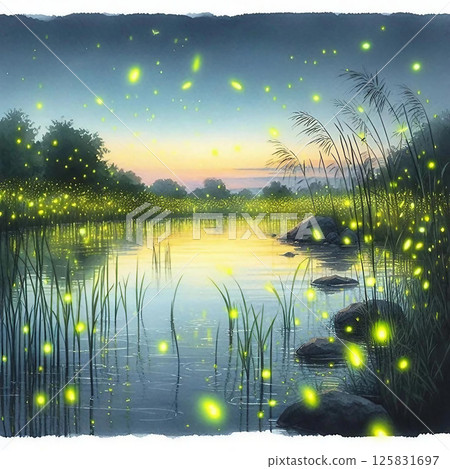 The fantastic glow of fireflies at dusk 125831697