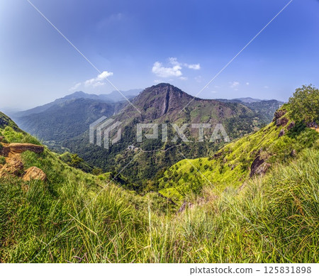 Panoramic view from Adams Peak near Ella in Sri Lanka Panoramic view from Adams Peak near Ella in Sri Lanka 125831898
