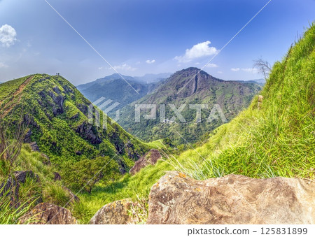 Panoramic view from Adams Peak near Ella in Sri Lanka Panoramic view from Adams Peak near Ella in Sri Lanka 125831899
