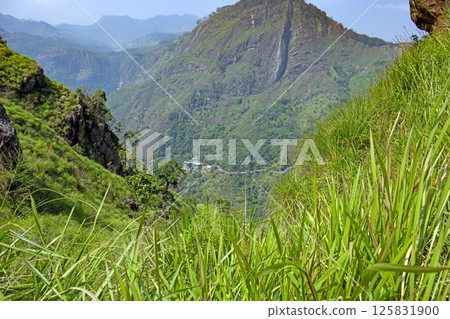 Panoramic view from Adams Peak near Ella in Sri Lanka 125831900