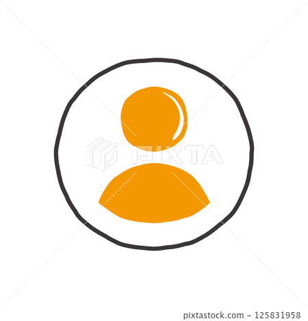 Simple hand-drawn user profile icon in orange with a black outline, commonly used for avatars, account placeholders, or profile images. Simple hand-drawn user profile icon in orange with a black outline, commonly used for avatars, account placeholders, or profile images. 125831958