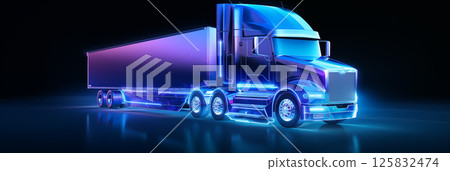 Detailed illustration of heavy-duty truck with trailer 125832474