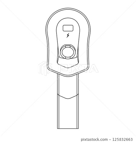 Electric Vehicle Charging Station Outline Icon Illustration on Isolated White Background 125832663