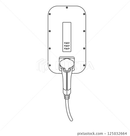 Electric Vehicle Charging Station Outline Icon Illustration on Isolated White Background 125832664