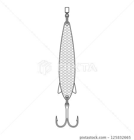 Fishing Lure Outline Icon Illustration on Isolated White Background Fishing Lure Outline Icon Illustration on Isolated White Background 125832665