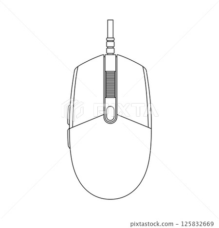 Gaming Mouse Outline Icon Illustration on Isolated White Background 125832669