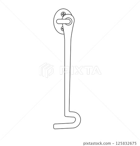 Hanging Metal Hook Outline Icon Illustration on Isolated White Background Hanging Metal Hook Outline Icon Illustration on Isolated White Background 125832675