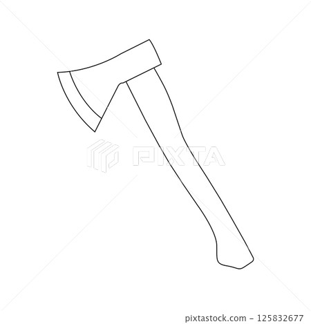 Hatchet Outline Icon Illustration on White Background 125832677