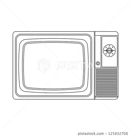 Retro TV Outline Icon Illustration on Isolated White Background Retro TV Outline Icon Illustration on Isolated White Background 125832708